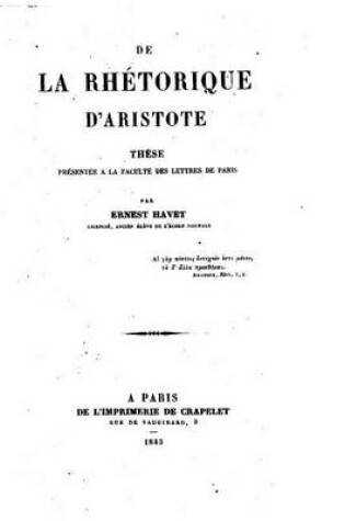 Cover of De la rhétorique d'Aristote