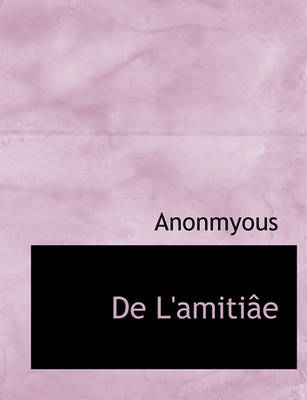 Book cover for de L'Amiti E