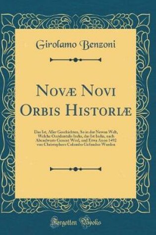 Cover of Novae Novi Orbis Historiae