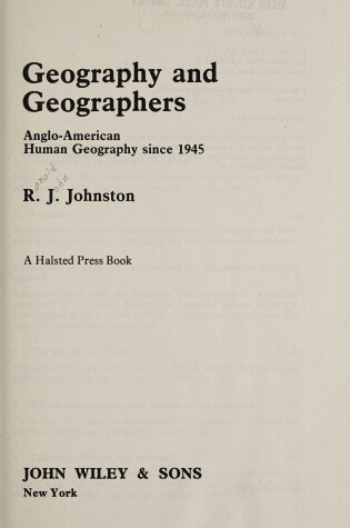 Cover of Johnston: *Geography* Geographers & Soci