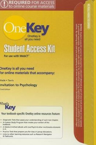 Cover of OneKey WebCT, Student Access Kit, Invitation to Psychology