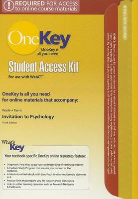 Book cover for OneKey WebCT, Student Access Kit, Invitation to Psychology