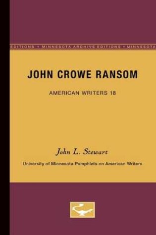 Cover of John Crowe Ransom - American Writers 18