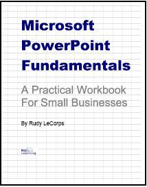 Book cover for Microsoft PowerPoint Fundamentals - A Practical Workbook for Small Businesses