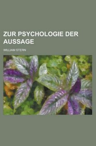 Cover of Zur Psychologie Der Aussage