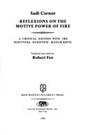 Cover of Reflections on the Motive Power of Fire