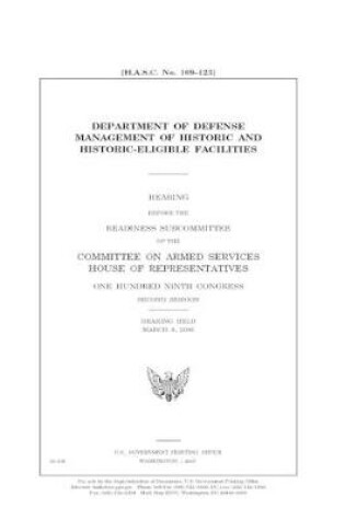 Cover of Department of Defense management of historic and historic-eligible facilities