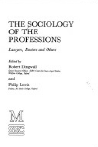 Cover of The Sociology of the Professions