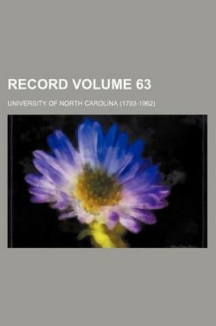 Cover of Record Volume 63