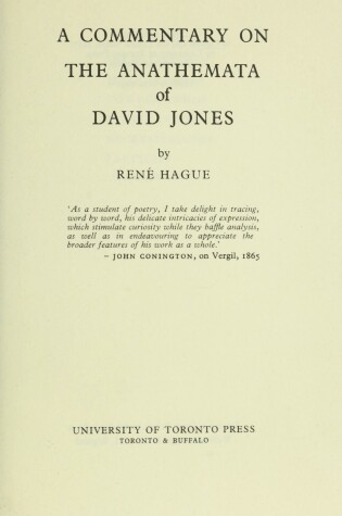 Cover of A Commentary on the Anathemata of David Jones