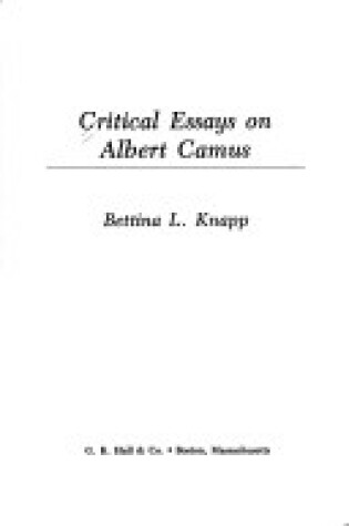 Cover of Critical Essays on Albert Camus