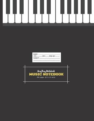 Book cover for Music Notebook - AmyTmy Notebook -100 pages - 8.5 x 11 inch - Matte Cover