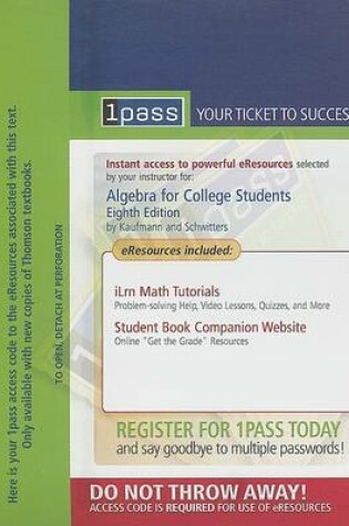 Cover of Algebra for College Students 1pass