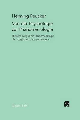 Book cover for Von der Psychologie zur Phanomenologie