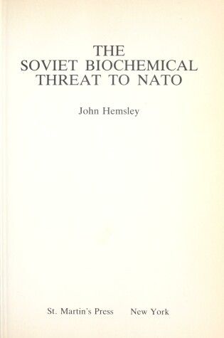 Cover of The Soviet Biochemical Threat to NATO