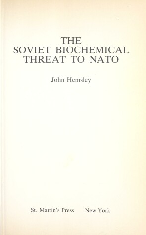 Book cover for The Soviet Biochemical Threat to NATO