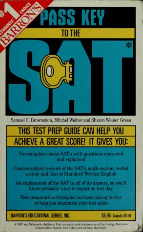 Book cover for Barron's Pass Key to the SAT, Scholastic Aptitude Test