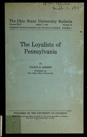 Book cover for Loyalists of Pennsylvania