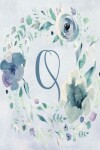 Book cover for Notebook 6"x9", Letter Q - Blue Purple Floral Design