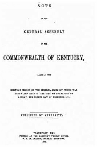 Cover of Acts of the General Assembly of the Commonwealth of Kentucky