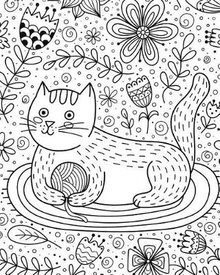 Cover of Journal Notebook Cute Cat in Flowers Pattern 2