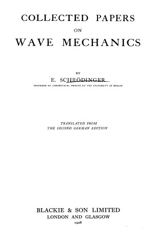 Book cover for Collected Papers on Wave Mechanics