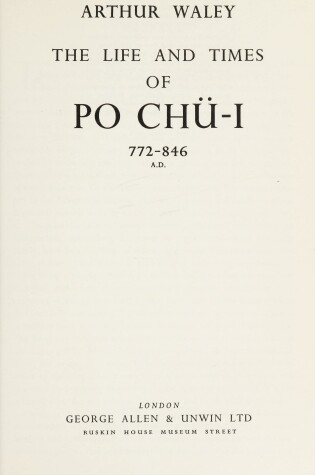 Cover of Life and Times of Po Chu-I