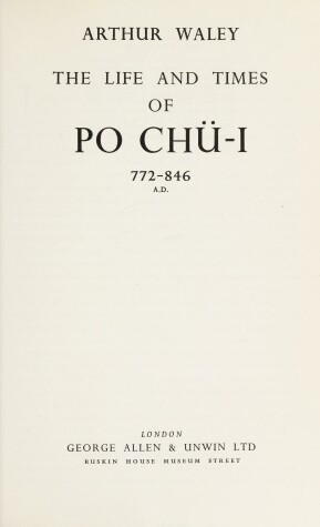 Book cover for Life and Times of Po Chu-I