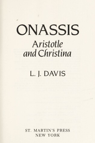 Cover of Onassis, Aristotle and Christina