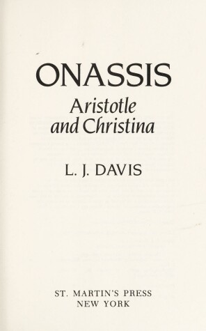 Book cover for Onassis, Aristotle and Christina