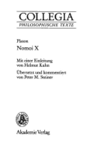 Cover of Nomoi X Einleitung Von Helmut Kuhn