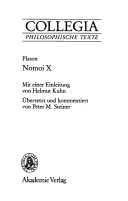 Book cover for Nomoi X Einleitung Von Helmut Kuhn