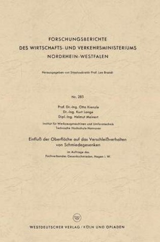 Cover of Einfluss Der Oberflache Auf Das Verschleissverhalten Von Schmiedegesenken