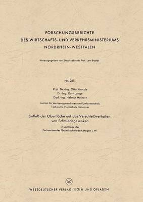 Book cover for Einfluss Der Oberflache Auf Das Verschleissverhalten Von Schmiedegesenken