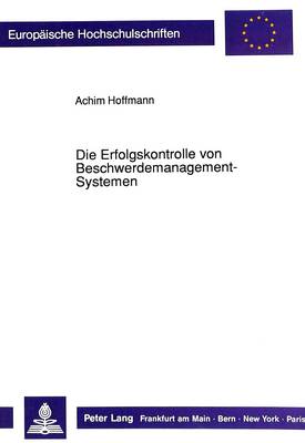 Book cover for Die Erfolgskontrolle Von Beschwerdemanagement-Systemen