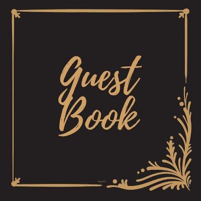 Book cover for Guest Book - Gold Frame #7 For any occasion Light Green Color Pages 8.5 x 8.5 Inches 82 pages