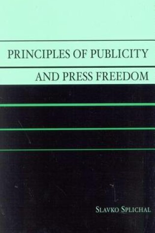 Cover of Principles of Publicity and Press Freedom