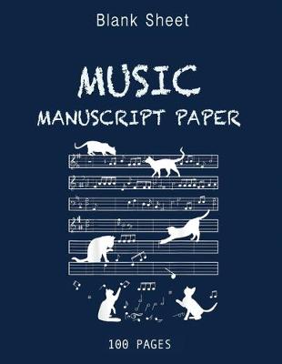 Book cover for Blank Sheet Music Notebook with cat for guitar with chords