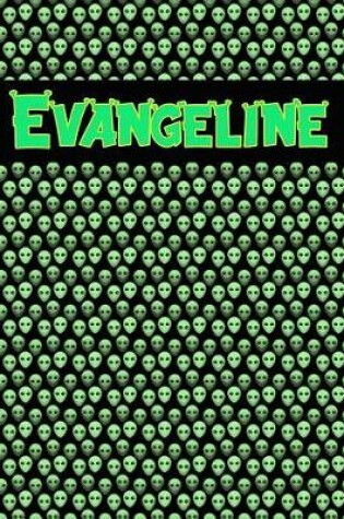 Cover of 120 Page Handwriting Practice Book with Green Alien Cover Evangeline