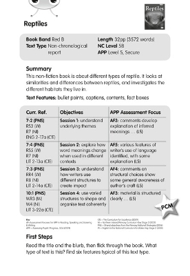 Cover of BC NF Red (KS2) B/5B Reptiles Guided Reading Card