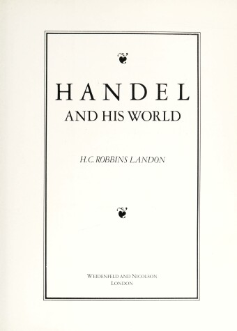 Book cover for Handel and His World