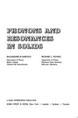 Cover of Phonons and Resonances in Solids