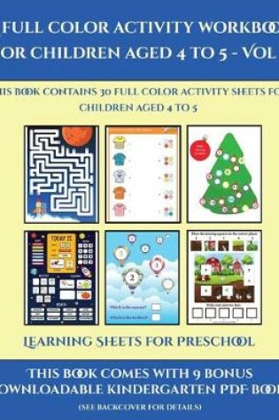 Cover of Learning Sheets for Preschool (A full color activity workbook for children aged 4 to 5 - Vol 3)