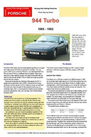 Cover of Porsche 944 Turbo Buyers' Guide