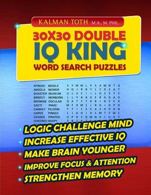 Book cover for 30x30 Double IQ KING Word Search Puzzles