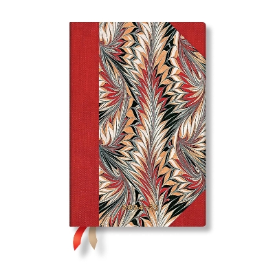 Book cover for Rubedo (Cockerell Marbled Paper) Mini 12-month Horizontal Hardback Dayplanner 2025 (Elastic Band Closure)