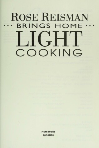 Book cover for Rose Reisman Bings Home Light Cooking