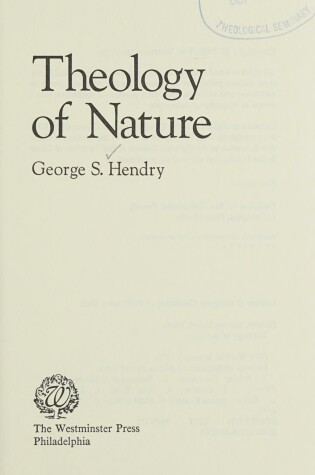 Cover of Theology of Nature