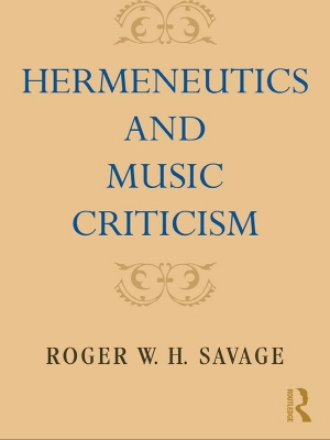 Cover of Hermeneutics and Music Criticism