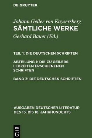 Cover of Samtliche Werke, Band 3, Die deutschen Schriften